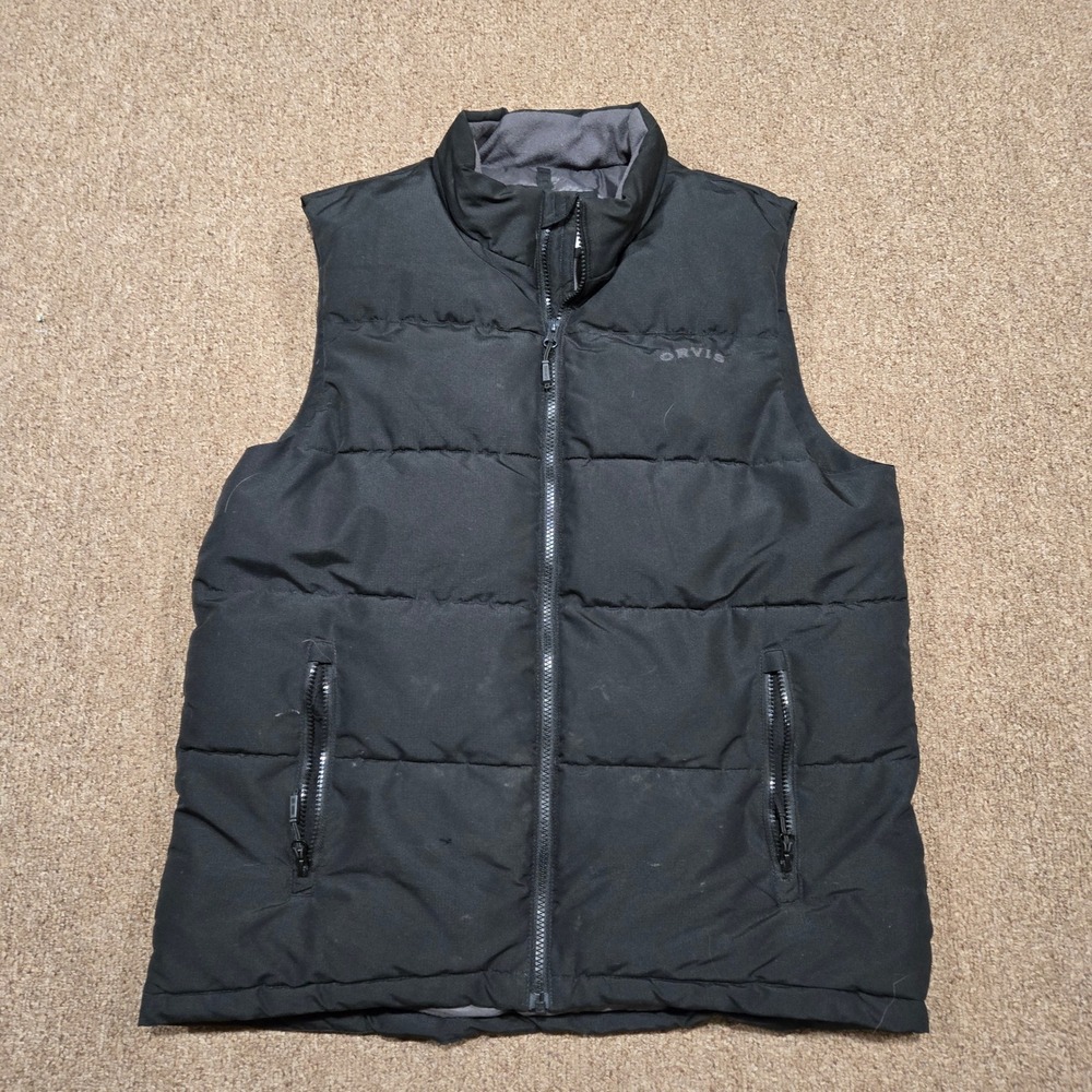 Orvis Puffer Vest Full Zip Insulated Pockets Black Workwear Outdoor‎ Men M
